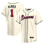 Atlanta Braves #1 Ozzie Albies Player Cream Jereymy Home Game Stitched Jerseys