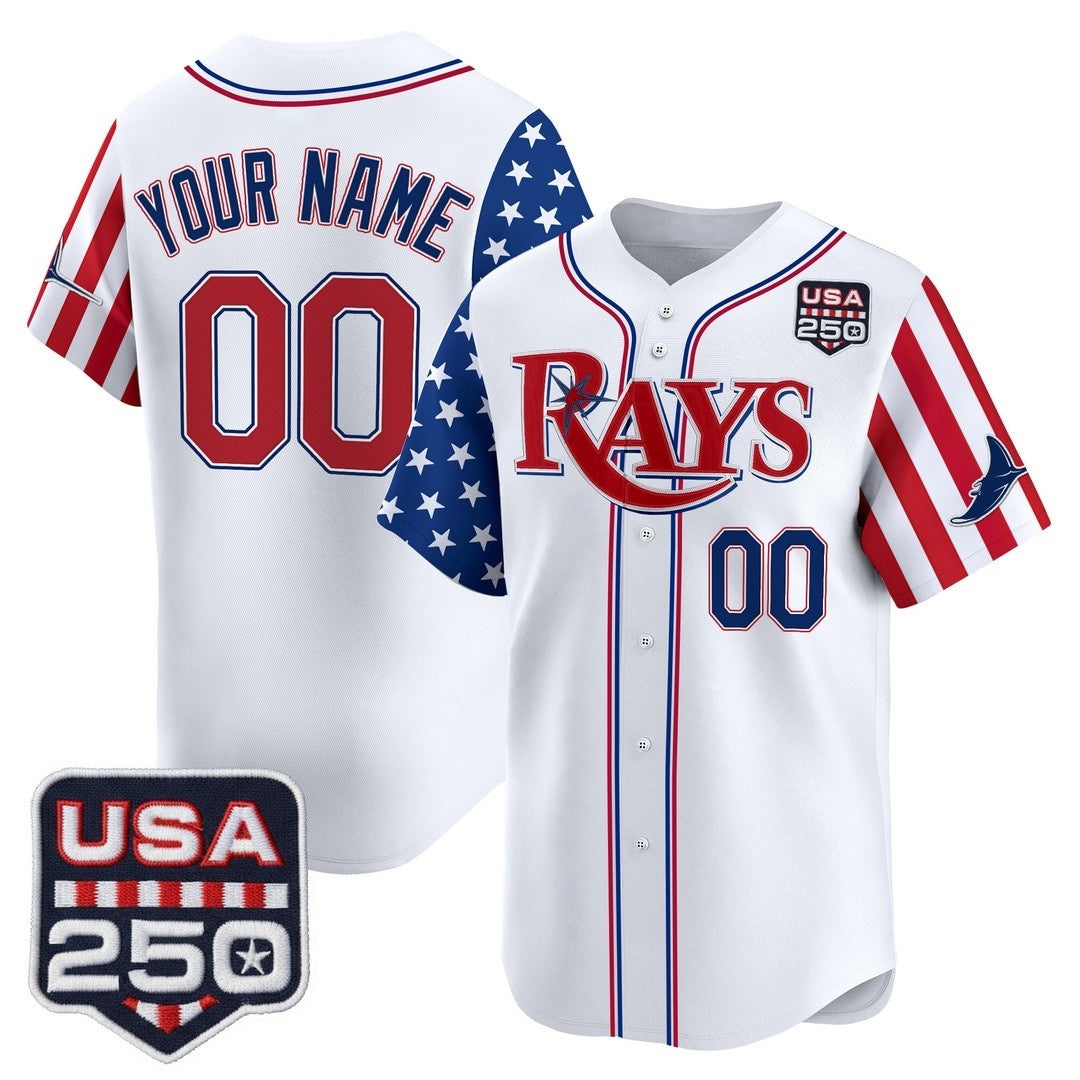 Custom Tampa Bay Rays America 250 Edition Vapor Premier Limited White Jereymy Stitched Jerseys