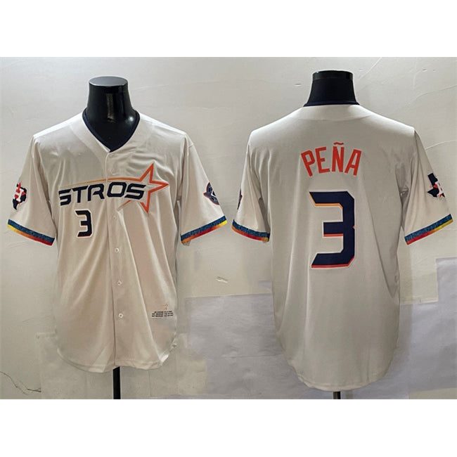 Houston Astros #3 Jeremy Pena Cream Jereymy 2025 City Connect With Texas Patch Limited Stitched Jersey