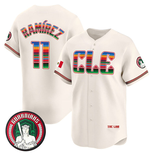 Cleveland Guardians #11 Jos¨¦ Ram¨ªrez Cream Jereymy Mexico Vapor Premier Limited Stitched Jersey