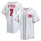 Cincinnati Reds #7 Spencer Steer White Jereymy Home Replica Jersey