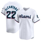 Miami Marlins #22 Sandy Alcantara White Jereymy Home Limited Player Jersey