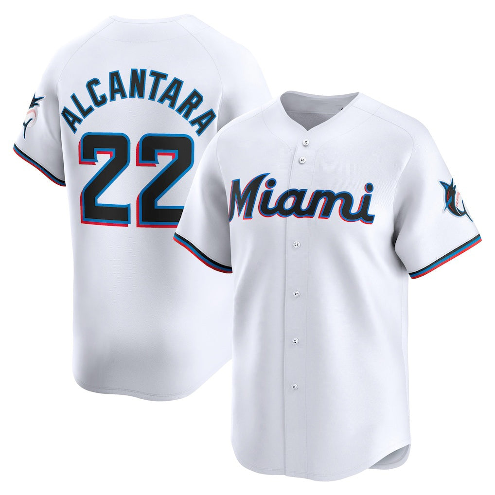 Miami Marlins #22 Sandy Alcantara White Jereymy Home Limited Player Jersey