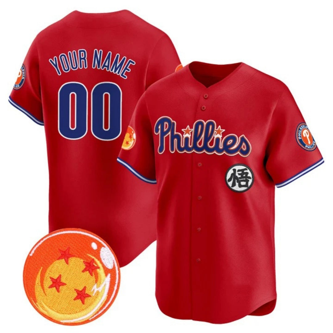 Custom Philadelphia Phillies x Dragon Ball Red Jereymy Vapor Premier Limited Jersey - All Stitched