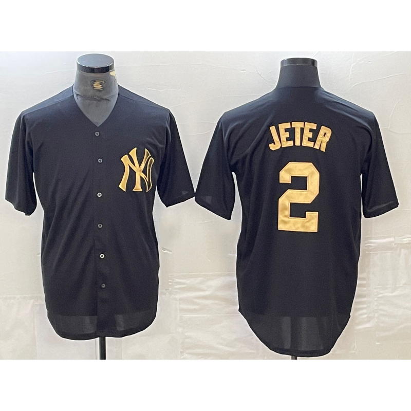 New York Yankees #2 Derek Jeter Black White Jereymy Cool Base Stitched Jersey