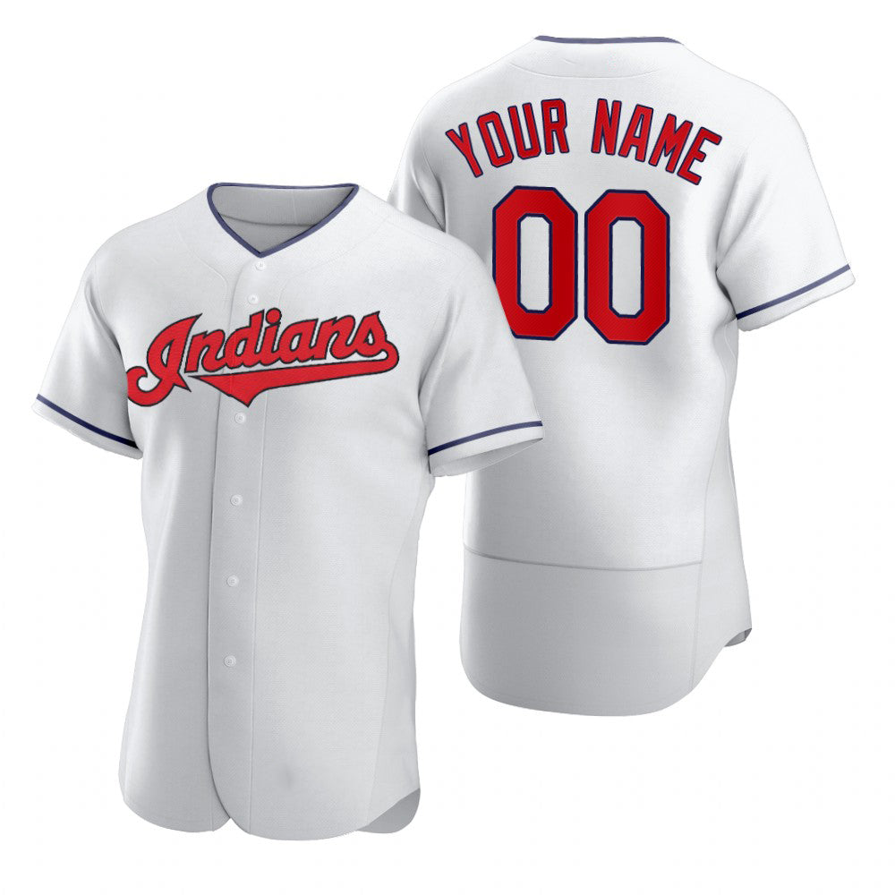 Custom Cleveland Indians White Jereymy 2020 Stitched Flex Base Jersey