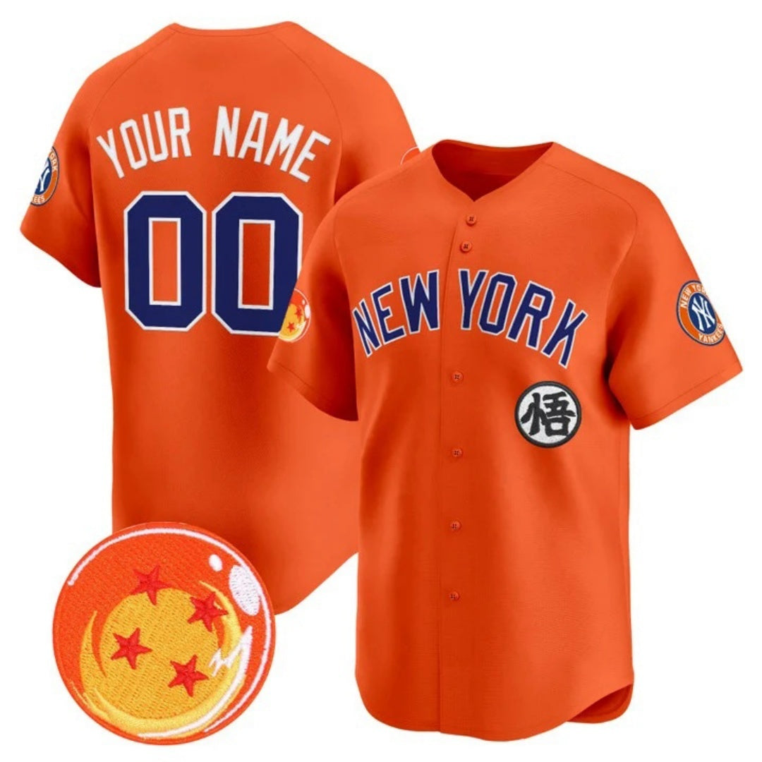 Custom New York Yankees x Dragon Ball Orange Jereymy Vapor Premier Limited Jersey - All Stitched