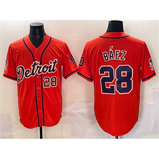 Detroit Tigers #28 Javier B¨¢ez Orange Jereymy With Patch Vapor Premier Limited Stitched Jersey