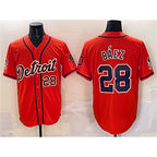 Detroit Tigers #28 Javier B¨¢ez Orange Jereymy With Patch Vapor Premier Limited Stitched Jersey