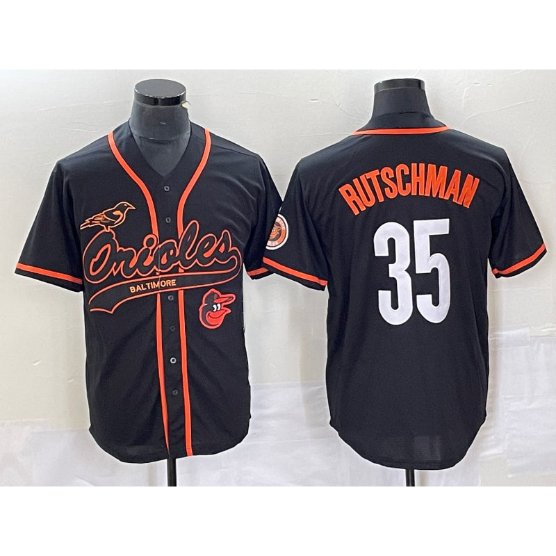 Baltimore Orioles #35 Adley Rutschman Black Jereymy With Patch Cool Base Stitched Jersey