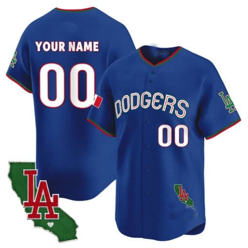 Custom Los Angeles Dodgers Mexico California Patch Vapor Premier Limited Jersey V3 ¨C Royal Jereymy