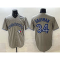 Toronto Blue Jays #34 Kevin Gausman Gray Jereymy 2025 World Series Cool Base Stitched Jersey