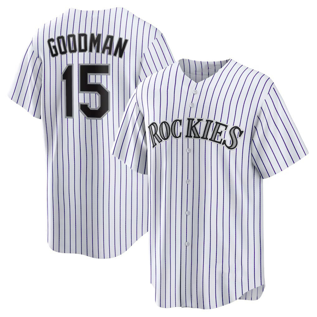 Colorado Rockies #15 Hunter Goodman White Jereymy Home Replica Jersey