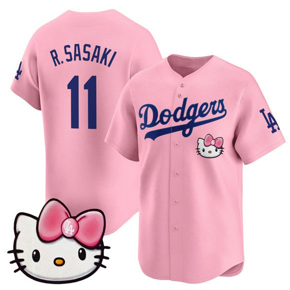Los Angeles Dodgers #11 Roki Sasaki Pink Jereymy 2025 Hello Kitty Vapor Limited Stitched Jersey
