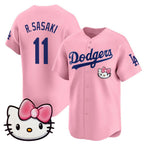 Los Angeles Dodgers #11 Roki Sasaki Pink Jereymy 2025 Hello Kitty Vapor Limited Stitched Jersey
