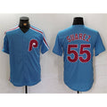 Philadelphia Phillies #55 Ranger Su¨¢rez Blue Jereymy Cool Base Stitched Jersey