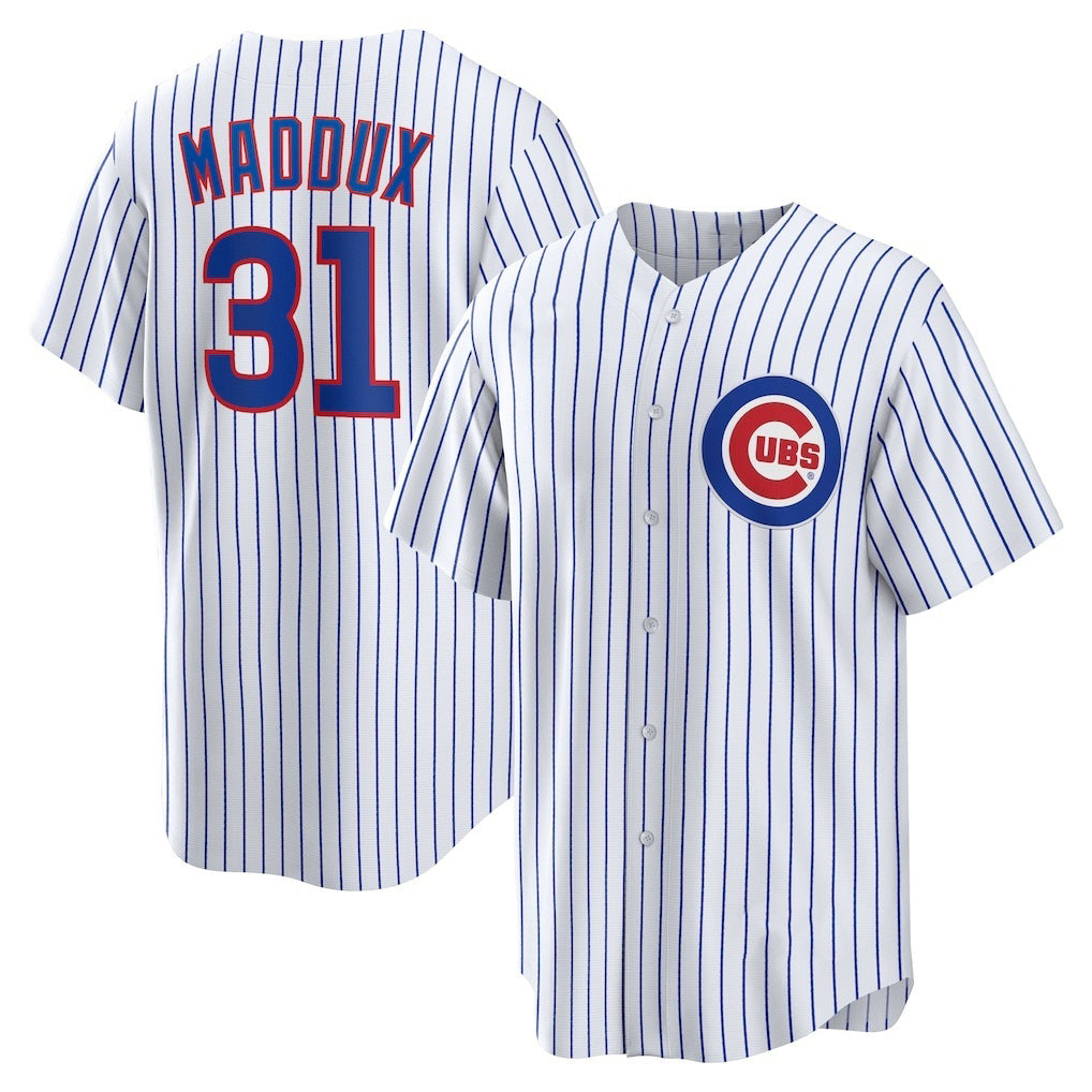 Chicago Cubs #31 Greg Maddux White Jereymy Home Retired Player Replica Jersey