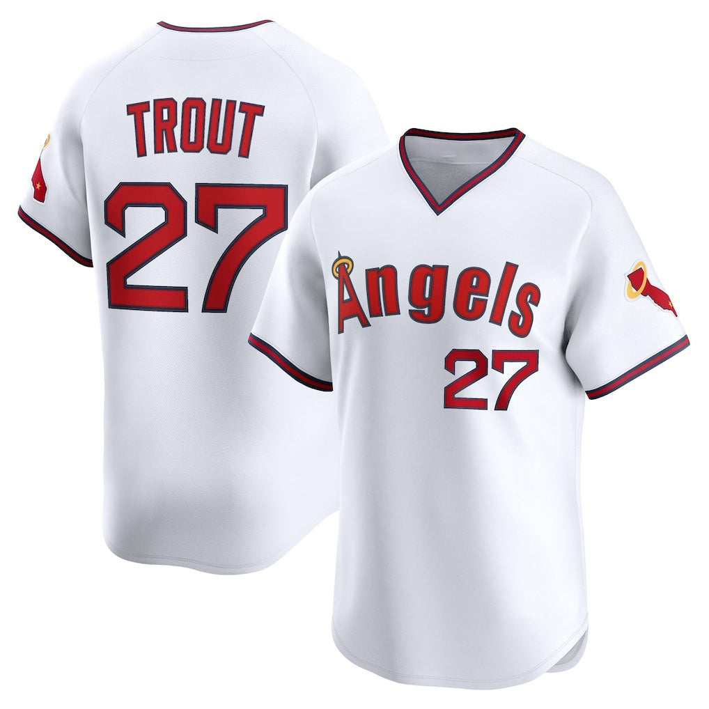 Los Angeles Angels #27 Mike Trout White Jereymy Alternate Limited Jersey