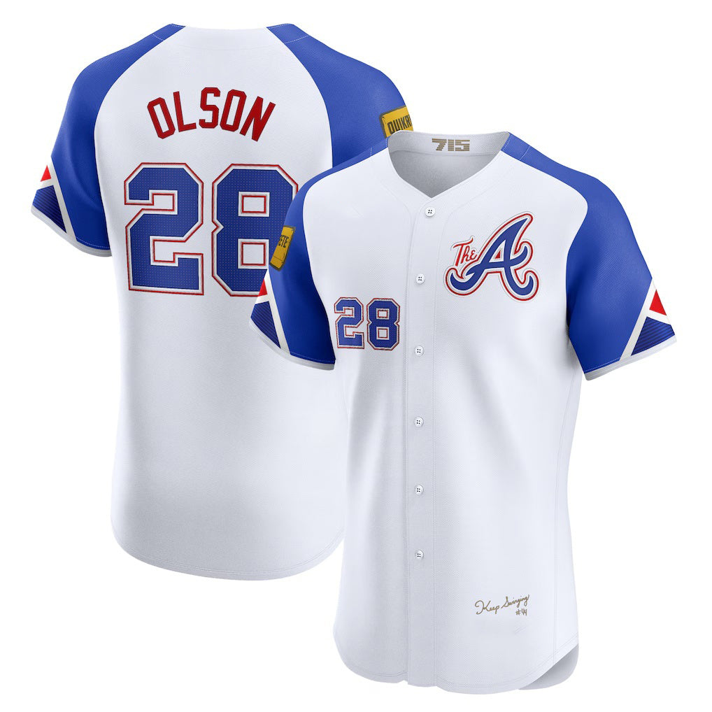 Atlanta Braves #28 Matt Olson White Jereymy City Connect Elite Jersey 2