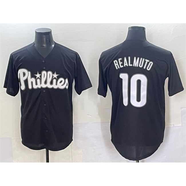 Philadelphia Phillies #10 J.T. Realmuto Black Jereymy Lights Out Limited Stitched Jersey