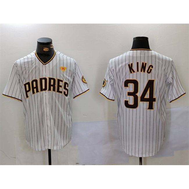 San Diego Padres #34 Michael King White Jereymy With PS Patch Cool Base Stitched Jersey