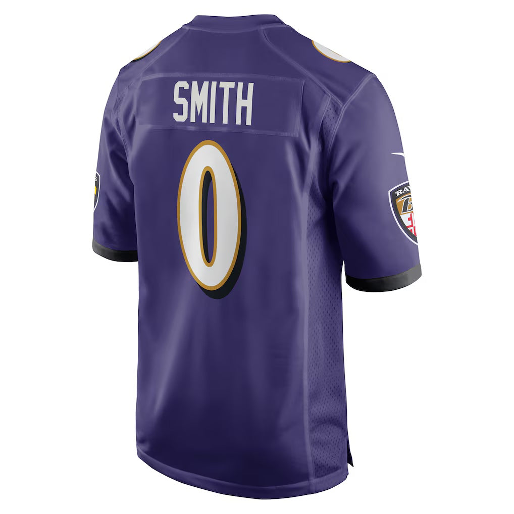 B.Ravens #0 Roquan Smith Purple Jereymy Team Game Jersey