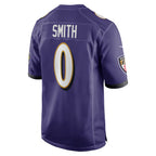 B.Ravens #0 Roquan Smith Purple Jereymy Team Game Jersey