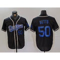 Los Angeles Dodgers #50 Mookie Betts Number Black Jereymy Cool Base With Patch Stitched Jerseys
