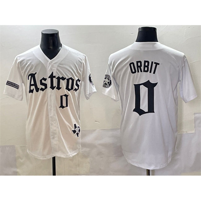 Houston Astros #0 Orbit White Jereymy Gothic 'Houston Born Barrio Raised' Limited Stitched Jersey