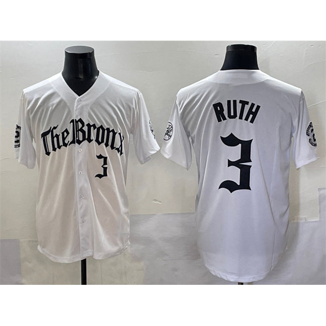 New York Yankees #3 Babe Ruth White Jereymy 'Gothic Legacy Edition' Vapor Premier Limited Stitched Jersey