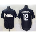 Philadelphia Phillies #12 Kyle Schwarber Black Jereymy Lights Out Limited Stitched Jersey