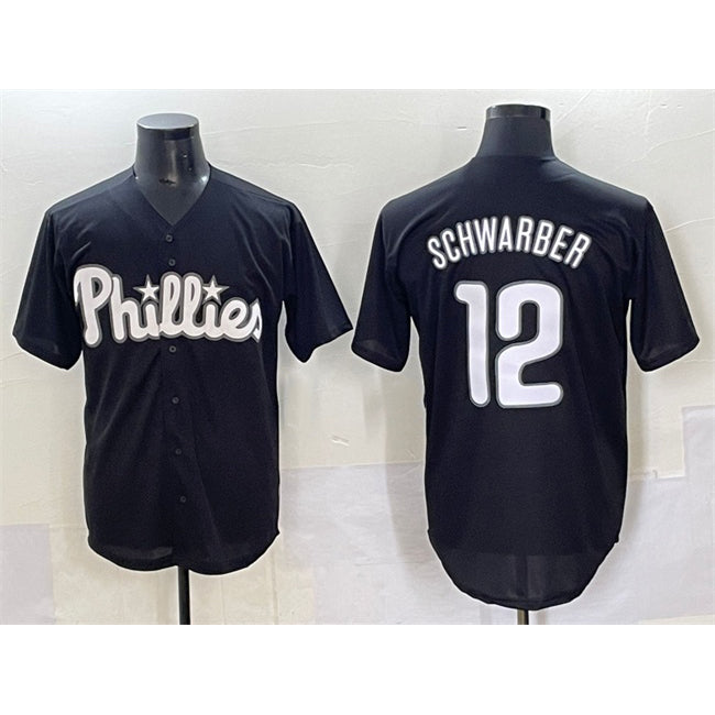 Philadelphia Phillies #12 Kyle Schwarber Black Jereymy Lights Out Limited Stitched Jersey