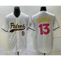 San Diego Padres #13 Manny Machado White Jereymy Pinstripe 2023 City Connect Cool Base Stitched Jersey