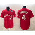 Toronto Blue Jays #4 George Springer Red Jereymy 2025 World Series Cool Base Stitched Jersey