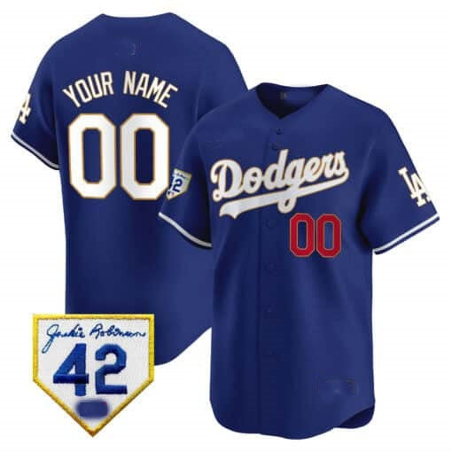 Custom Los Angeles Dodgers 2024 Jackie Robinson Patch Vapor Premier Limited Jersey ¨C Royal Jereymy