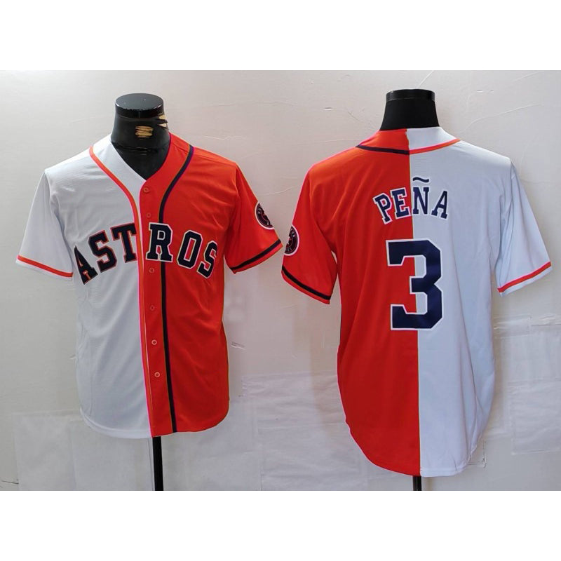 Houston Astros #3 Jeremy Pena White Orange Jereymy Split Stitched Jersey