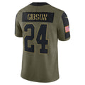 W.Football Team #24 Antonio Gibson Olive Jereymy Salute To Service Limited Player Jersey