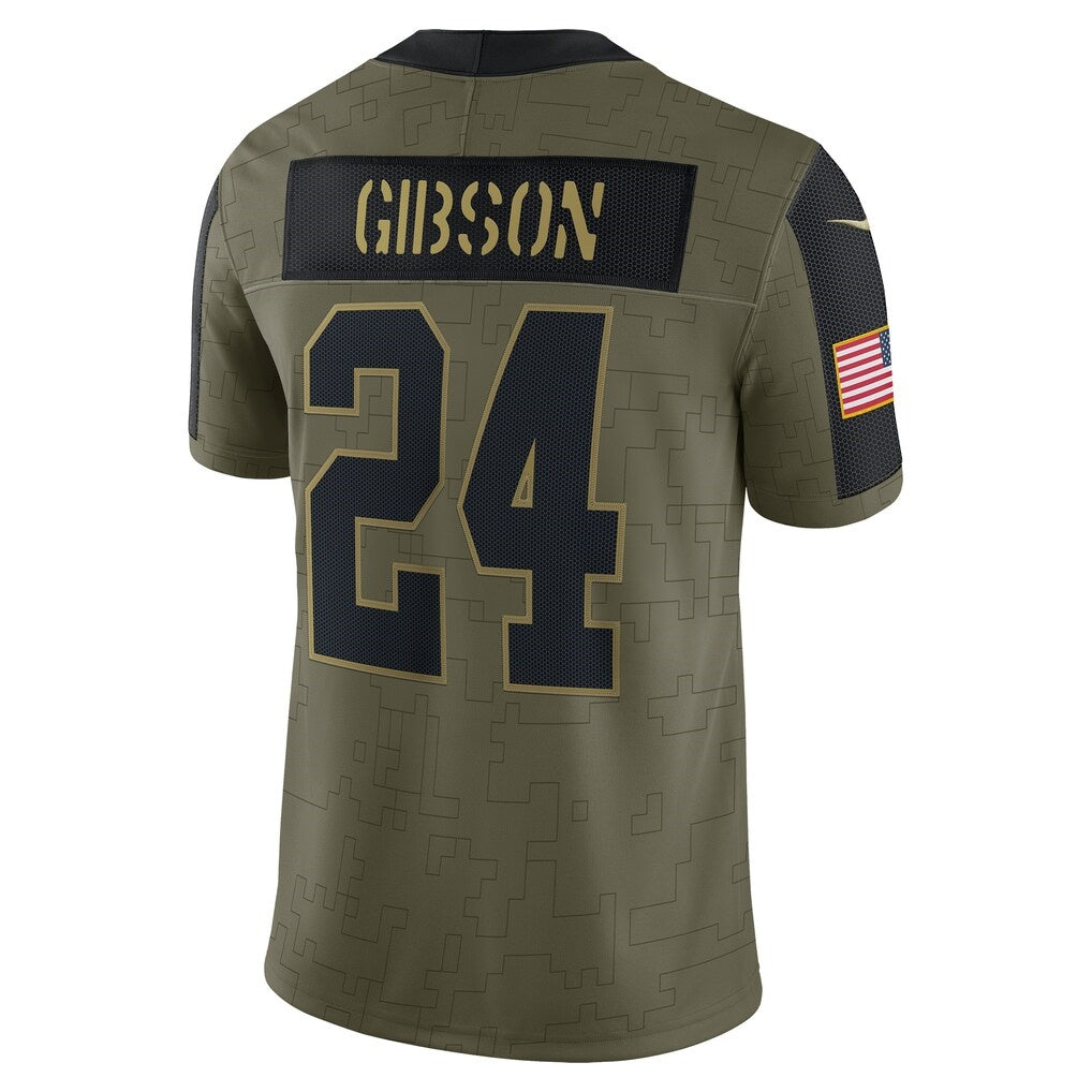 W.Football Team #24 Antonio Gibson Olive Jereymy Salute To Service Limited Player Jersey