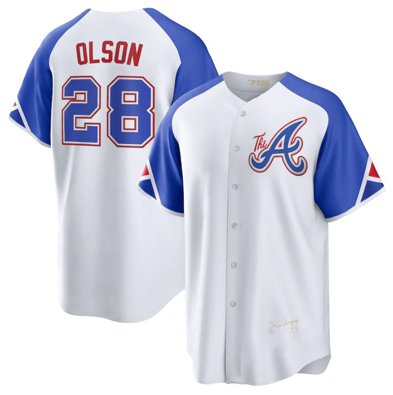 Atlanta Braves #28 Matt Olson White Jereymy 2023 City Connect Cool Base Stitched Jersey