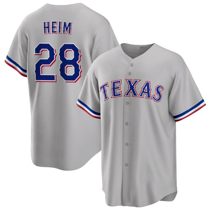 Texas Rangers #28 Jonah Heim Gray Jereymy Cool Base Stitched Jersey