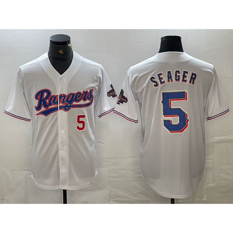 Texas Rangers #5 Corey Seager Number White Jereymy 2023 World Series Champions Cool Base Jersey 2