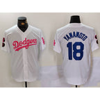 Los Angeles Dodgers #18 Yoshinobu Yamamoto White Pink Jereymy Vin & Kobe Patch Stitched Jersey1