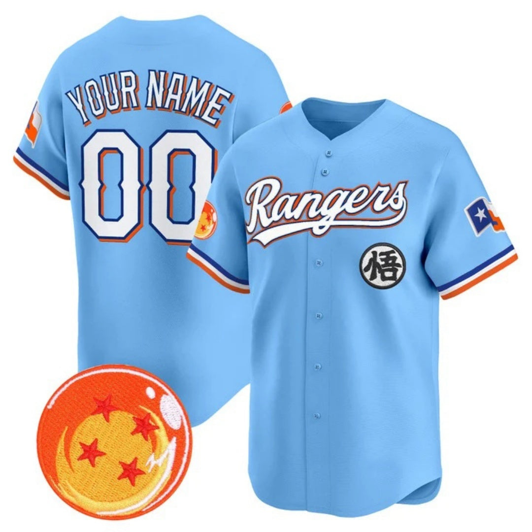 Custom Texas Rangers x Dragon Ball Blue Jereymy Vapor Premier Limited Jersey - All Stitched