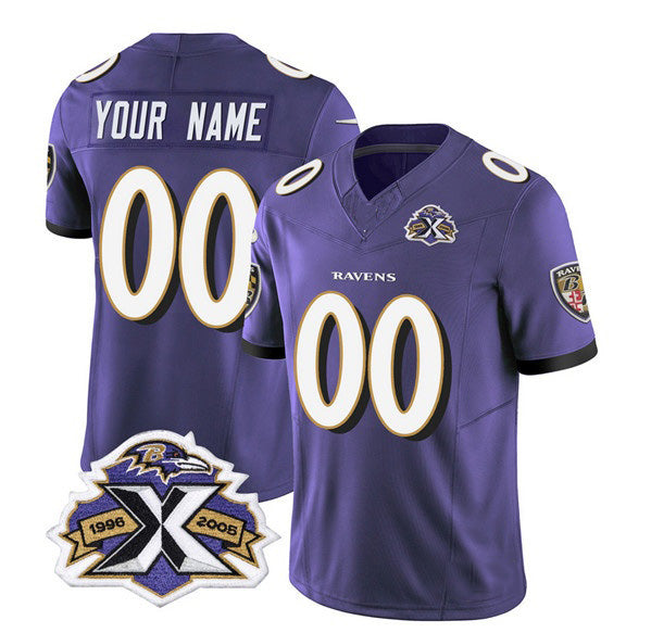 Custom B.Ravens Active Player Purple Jereymy 2023 F.U.S.E With Patch Throwback Vapor Limited Stitched Jersey