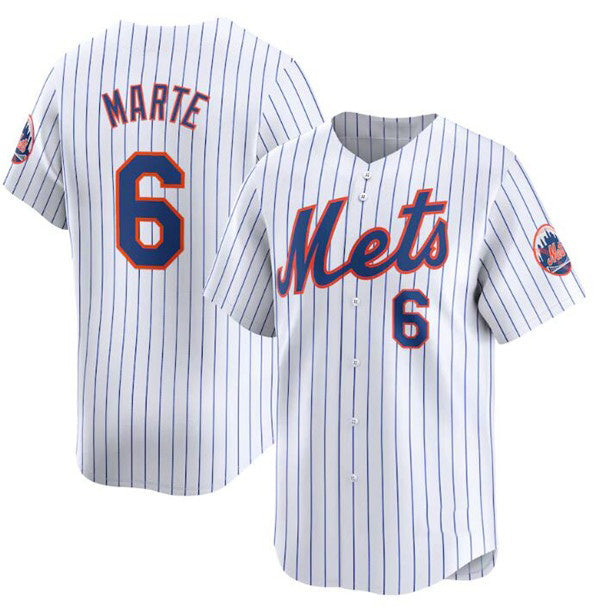 New York Mets #6 Starling Marte White Jereymy 2024 Home Limited Stitched Jersey