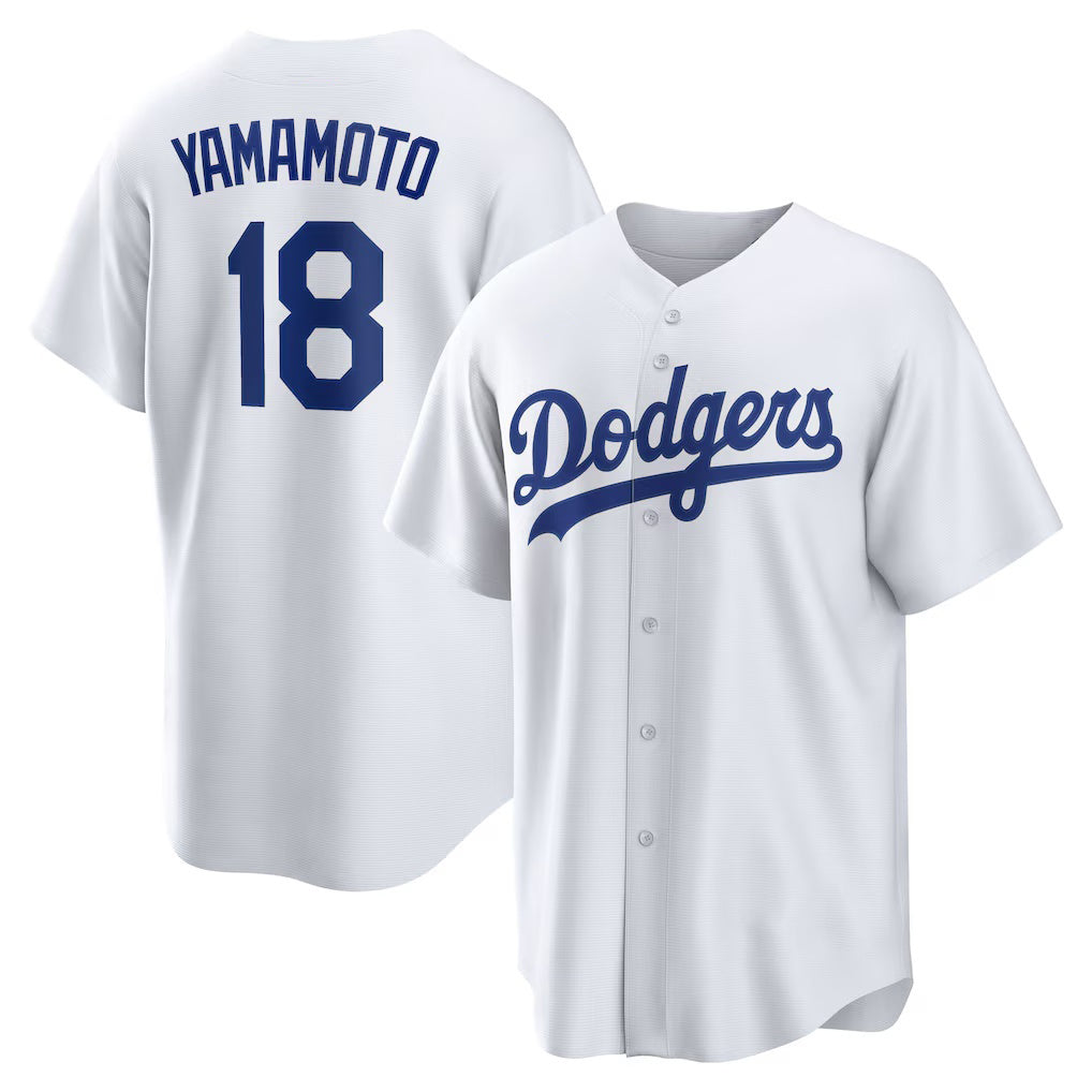 Los Angeles Dodgers #18 Yoshinobu Yamamoto White Jereymy Home Replica Player Jersey