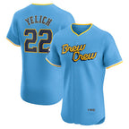 Milwaukee Brewers #22 Christian Yelich Powder Blue Jereymy City Connect Elite Player Jersey