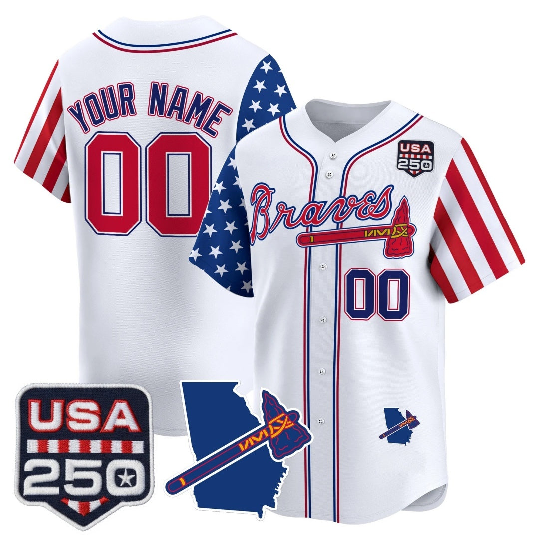 Custom Atlanta Braves America 250 Edition Vapor Premier Limited White Jereymy Stitched Jerseys