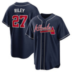 Atlanta Braves #27 Austin Riley Navy Jereymy Alternate Replica Jersey
