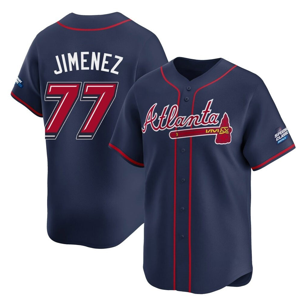 Atlanta Braves #77 Joe Jimenez Player Navy Jereymy 2025 Speedway Classic Home Game Stitched Jerseys